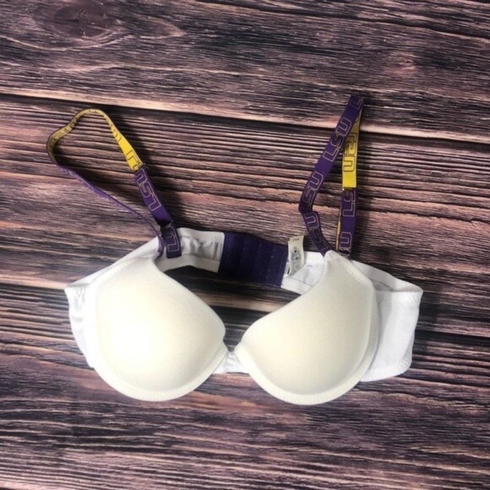 NUYU LSU Tigers Louisiana‎ State University White Bra NEW Womens Size 32B